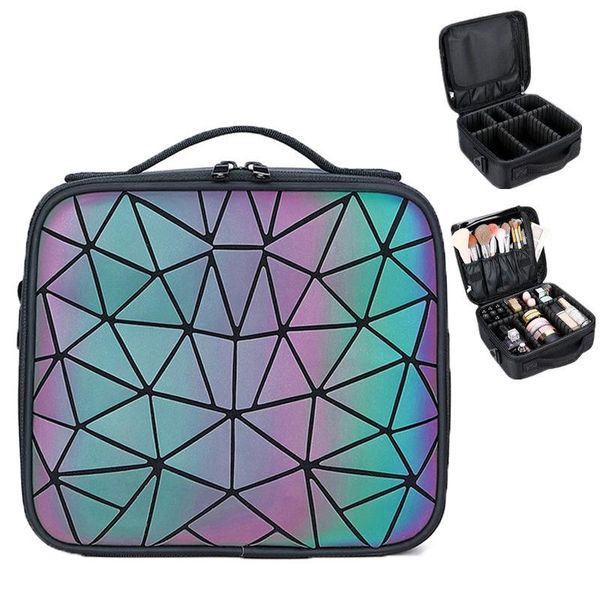

women handle cosmetic bags for 2021 ladies luminous laser geometric shoulder bag high capacity storage cases makeup &
