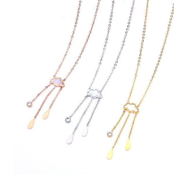 

chains fashion women stainless steel necklace geometric for clouds charm gift party jewelry wholesale, Silver