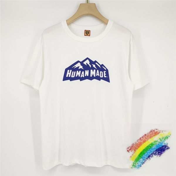 

men's t-shirts 280g slub cotton human made t shirt men women 1:1 quality snow mountain print t-shirts sbreathable tees inside, White;black