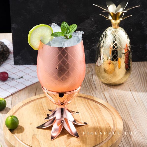 

wine glasses 80ml small pineapple metal cocktail cup bar charms ananas moscow mule copper special drinks smoothie liquor mix s glass