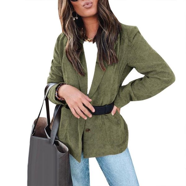 

women's suits & blazers office lady solid color long sleeve pocket business blazer jacket coat slim suit with pockets ribbed design, White;black