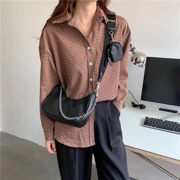 

card holders easyant 2021 armpit bag baguette all-match chain one-shoulder portable messenger, Brown;gray