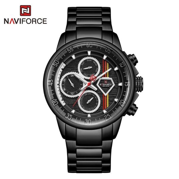 

wristwatches naviforce men sport waterproof watches stainless steel fashion luxury male watch date clock quartz wristwatch relogio masculino, Slivery;brown