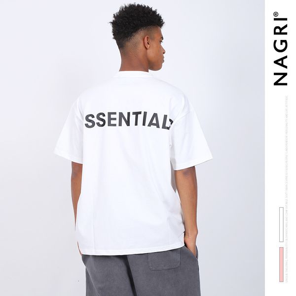 

t shirts chrome& nagri double line chao brand fog thick oversize high street loose reflective printing short sleeve t-shirt for men and wome, White;black
