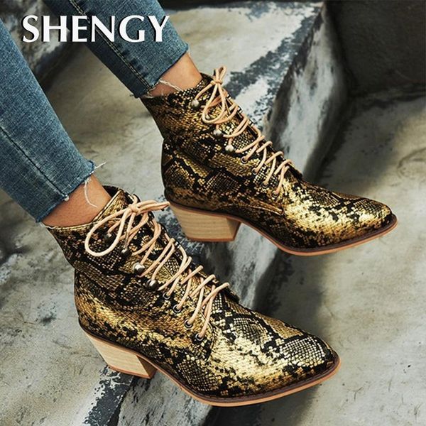 

boots lace up ankle women rome snake stripe 5cm med heel woman shoes square sandals summer autumn party pumps, Black