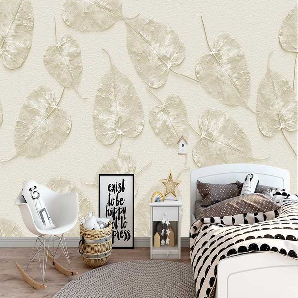 

wallpapers milofi 3d custom wallpaper zizania white big leaves illustration