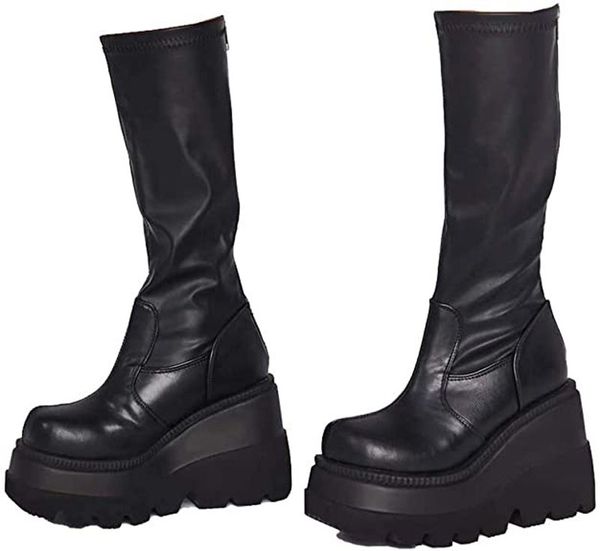 

2021 winter boots women's thick soled lace up knight boot dlj2021082401, Black