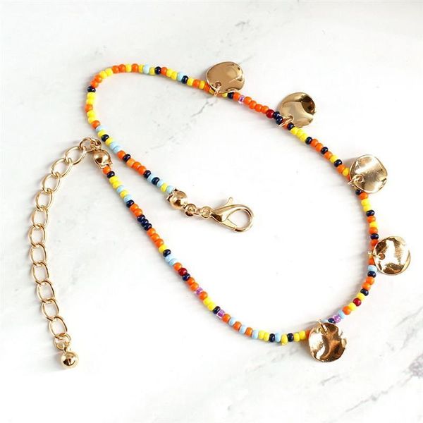 

anklets fashion disc beads for women beach anklet leg bracelet handmade bohemian foot chain boho jewelry sandals gift, Red;blue