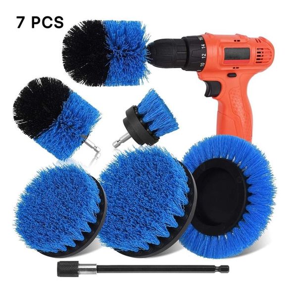 

car sponge 7 pcs drill cleaning brush attachment set, power scrubber kit with extend long