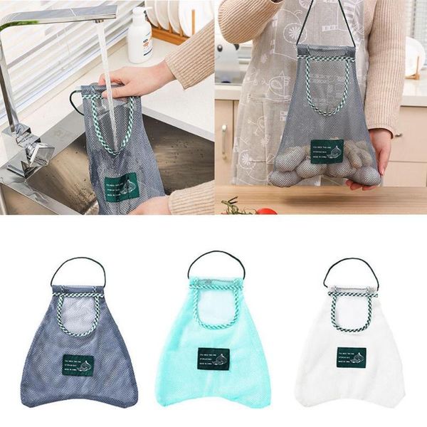 

storage bags mesh bag fruit vegetable garlic onion hanging breathable eco reusable organizer shopping tote