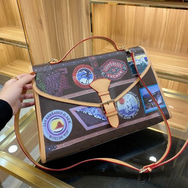 

handbag women luxurys designers bag 2021 shoulder bags messenger purse genuine leather canvas tote fashion letter printing flower hasp hardw