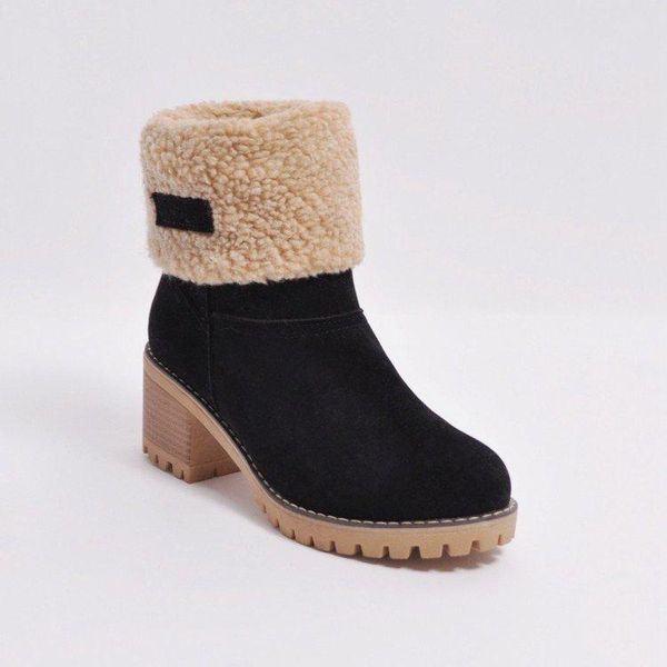 

boots style in winter wear warm snow europe and america, Black