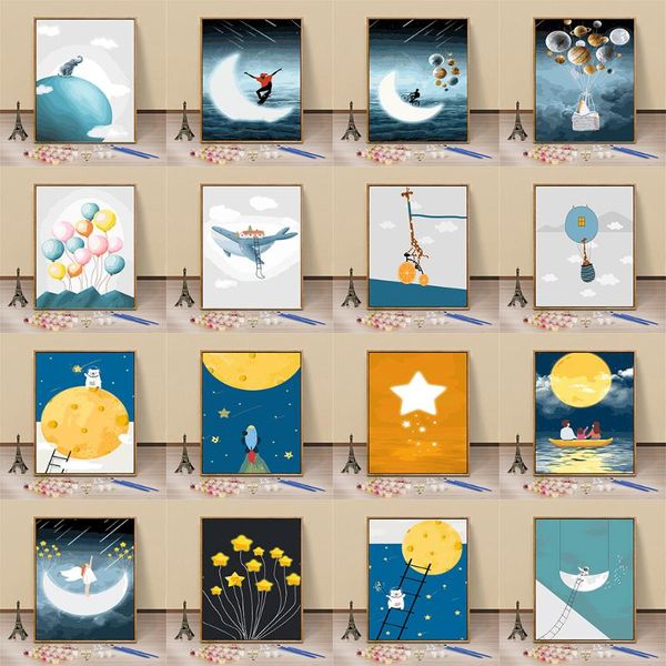 

paintings childhood memory painting by numbers for kids kits hand painted decor drawing canvas diy oil coloring paint picture