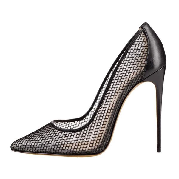 

pumps women black girl high heel women's thin shoes pointed toe mesh princess d015a dress