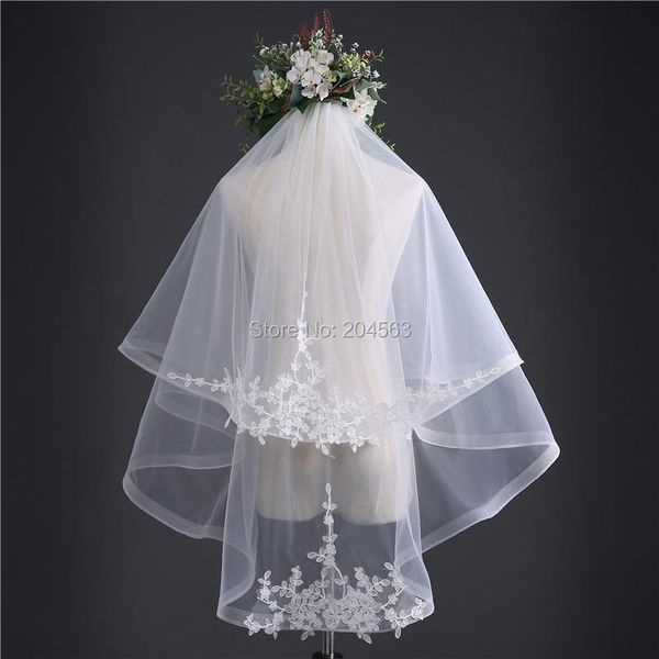 

bridal veils two-layer wedding veil lace romantic with comb, Black