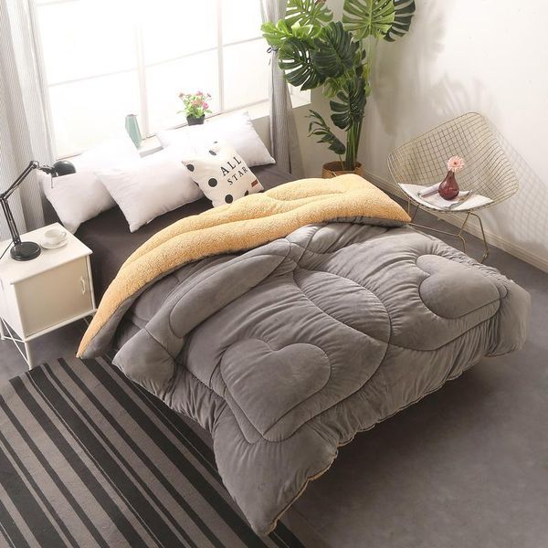 

comforters & sets lamb cashmere and velvet fabric warm winter wool quilt thicken comforter duvet blanket king queen size single double fi