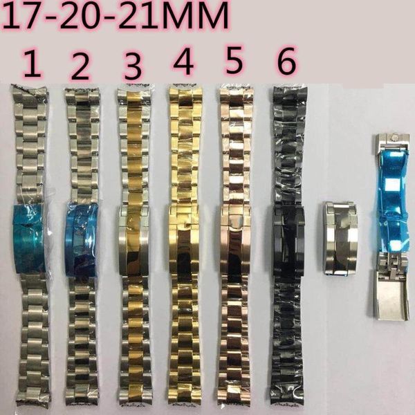 

watch bands accessories steel band elbow arc mouth ear stainless 17-20-21mm watchband 6 kinds of color, Black;brown