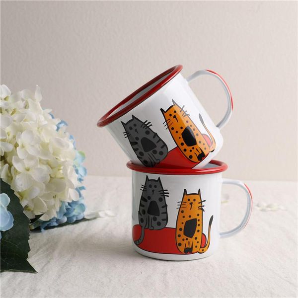 

mugs exported to finland kitten thick retro mug enamel milk cup coffee water