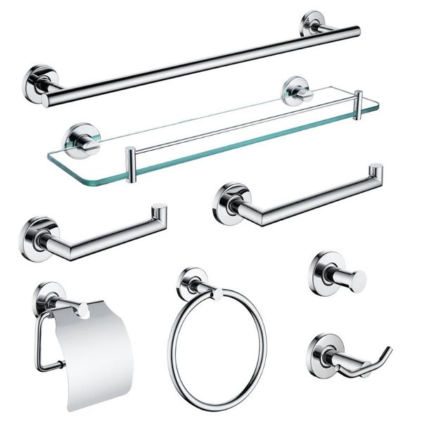 

bath accessory set sus 304 stainless steel bathroom hardware chrome polished glass shelf paper holder towel bar hook accessories