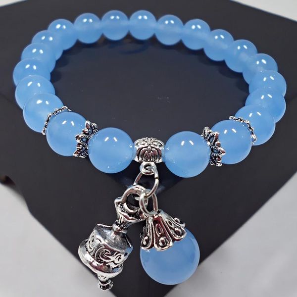 

beaded, strands original crystal bracelet natural hand geometry chalcedony female ethnic style ladies beads, Black