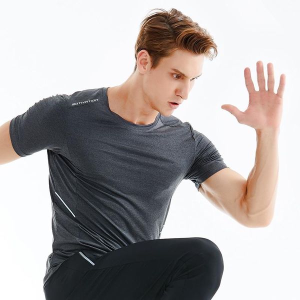 

men quick dry workout running shirt compression fitness breathable jersey gym t-shirts clothing sport shirts jerseys, Black;blue