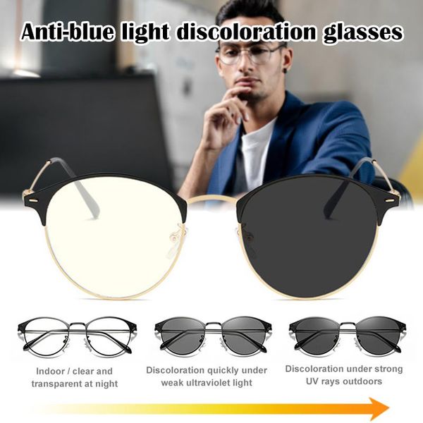 

fashion sunglasses frames pochromic blue light blocking glasses 2 in 1 anti-ultraviolet for men and women ll@17, Black