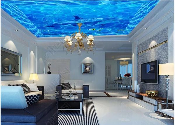 

3d ceiling murals wallpaper custom p blue water ripple ocean dolphin 3d wall murals wallpaper for walls 3 d home decor in the living room