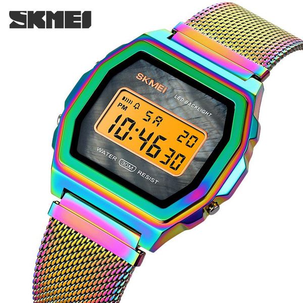 

wristwatches skmei men sports watches chronos countdown waterproof led digital watch man military wrist relogio masculino montre homme, Slivery;brown