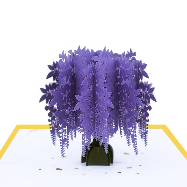 

greeting cards 3d laser cut handmade purple wisteria sinensis paper card teachers' day mother's thanksgiving party birthday gift