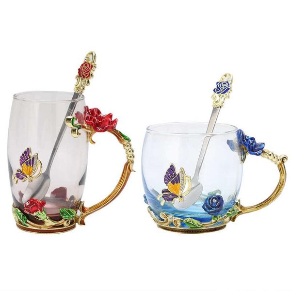 

mugs glass mug transparent drinkware tea decorative enamel with spoon for ceremony