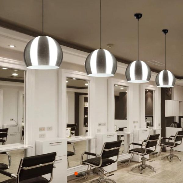 

pendant lamps d28cm led lights creative ball shaped restaurant modern drawing aluminum single head shop bar hanglamp loft hanging lamp