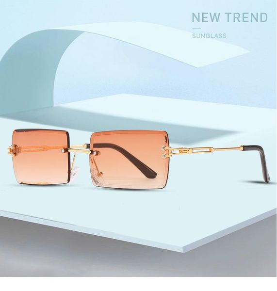 

sunglasses 2021 lady oversize rimless square bee women brand fashion small gradient sun glasses female uv400, White;black