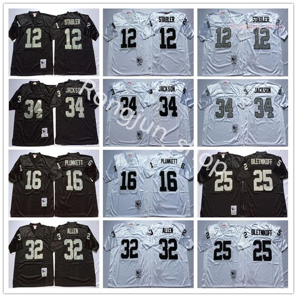 

ncaa football 12 ken stabler jersey 34 bo jackson 16 jim plunkett 32 marcus allen 25 fred biletnikoff lester hayes man vintage black white