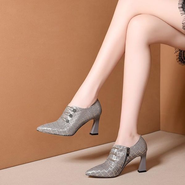 

women pumps sheepskin autumn spring black color slip on pointed toe high heels lady shoes party dress