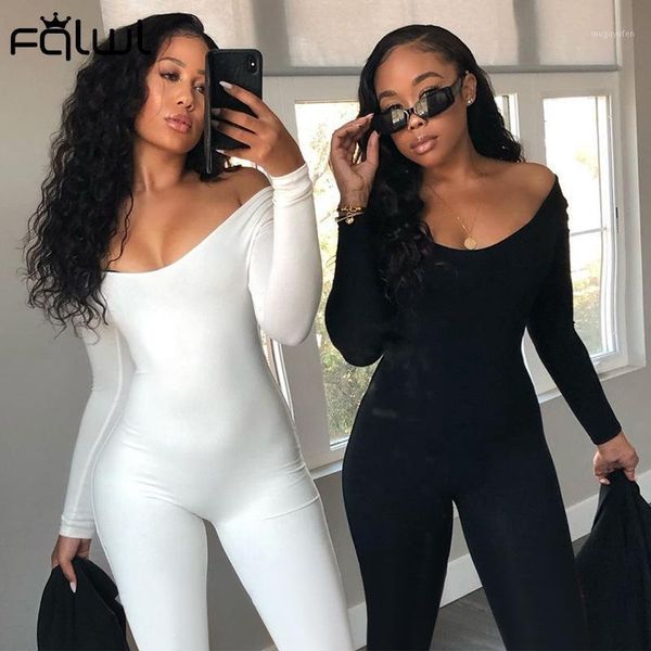 

women's jumpsuits & rompers women's women long sleeve boaycon jumpsuit o neck skinny elastic romper ladies white overalls party cl, Black;white