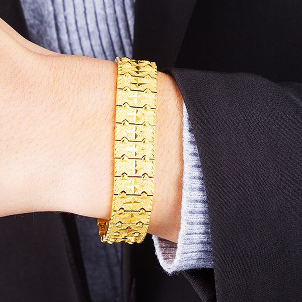 

16.5mm men's gold-plated chain watch super wide brass domineering, Black