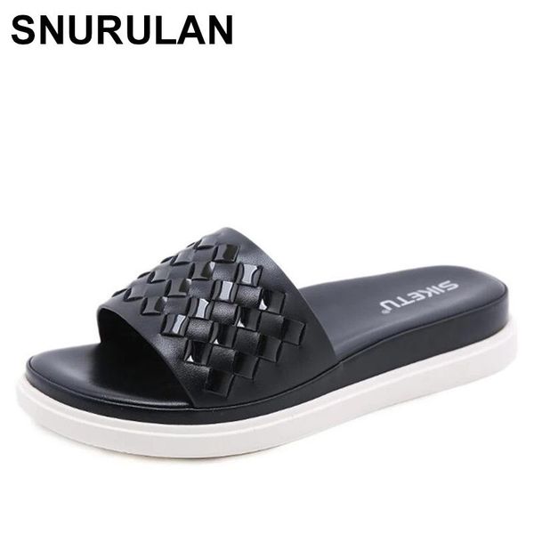 

slippers snurulan 2021 summer shoes women slip on flip flops outdoor light casual beach slides ladies sandals large size, Black