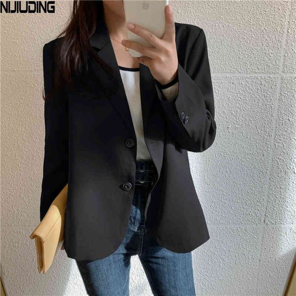 

women elegant solid short blazer jackets spring long sleeve double button cotton suits coats female fashion outwear 210514, White;black