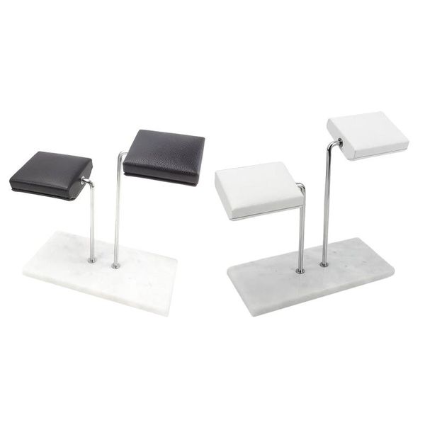 

jewelry pouches, bags stable metal & pu leather double watch holder display stand for showcase exposition, Pink;blue