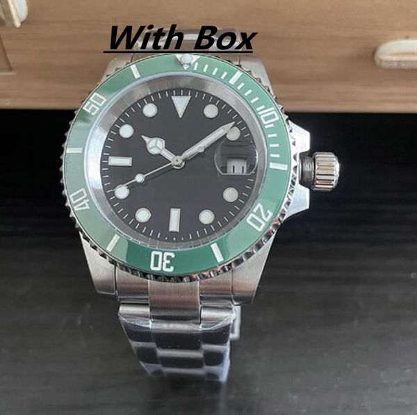 

mens automatic mechanical ceramics watches 40mm full stainless steel male wristwatches sapphire luminous watch montre de luxe with box 096, Slivery;brown