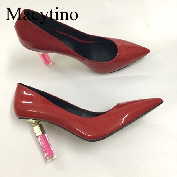 

dress shoes lipstick heel red high heels formal party women pointed toe shallow basic pumps stilettos big size 43 zufo, Black