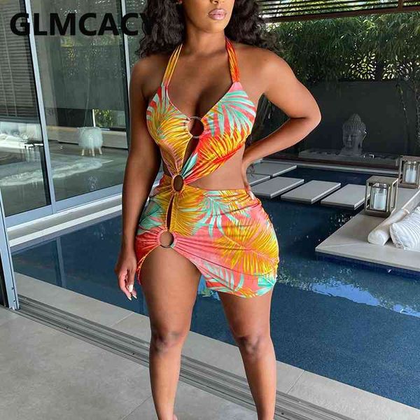 

halter cut out summer mini dress bodycon beachwear 210702, Black;gray