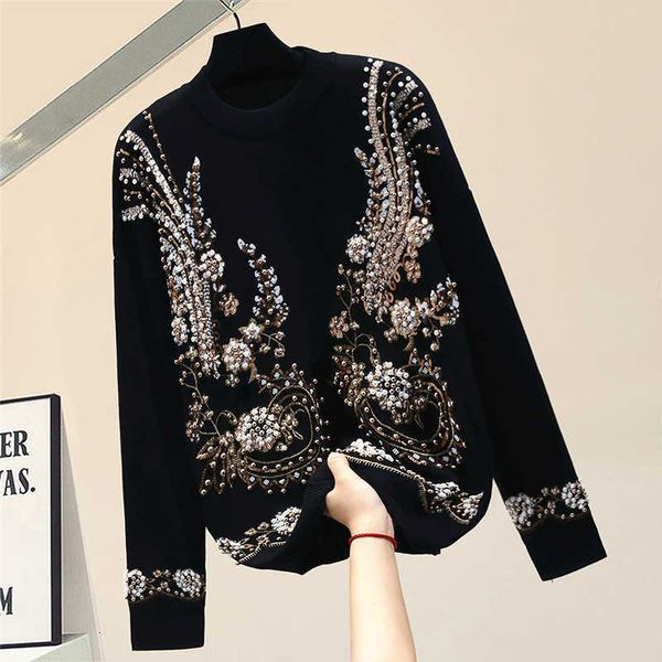 

women's sweaters heavy industry frizzy petals like pullovers loose women's shirt fashionable cq3a, White;black