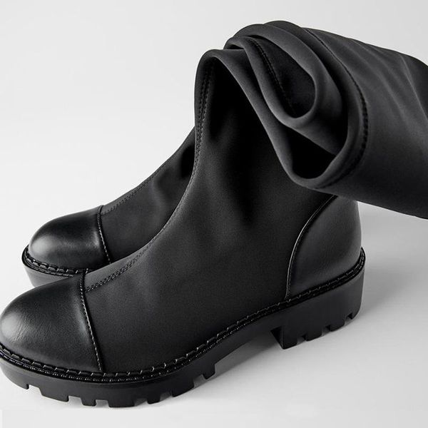 

boots women long black platform shoes high 2021 sock over the knee boot stretch stockings booties winter botas heels