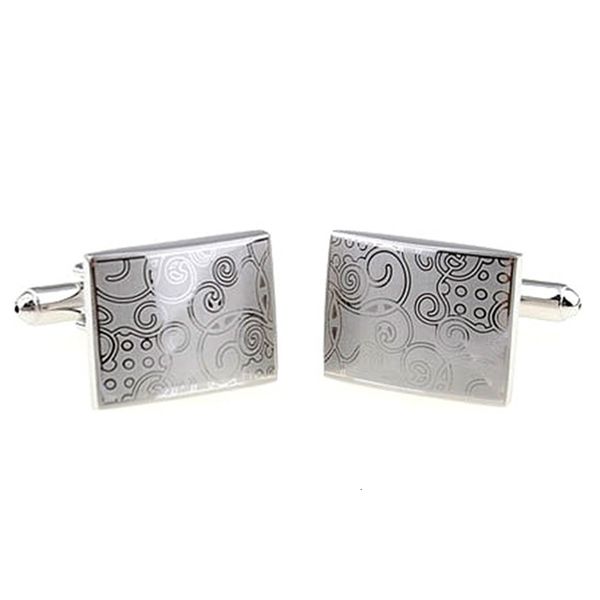 

laser engraving exquisite rectangle men's shirt cuff links, Silver