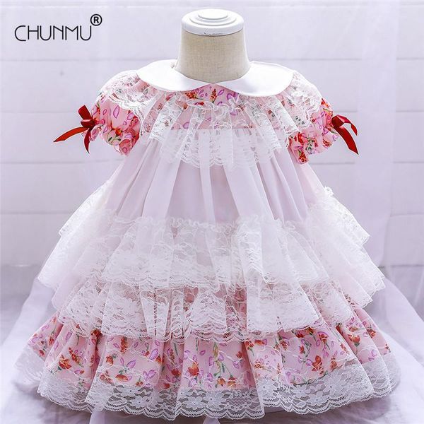 

lolita baby dress for girls 1st year birthday elegant lace tutu party wedding born clothing toddler christening gowns girl's dresses, Red;yellow