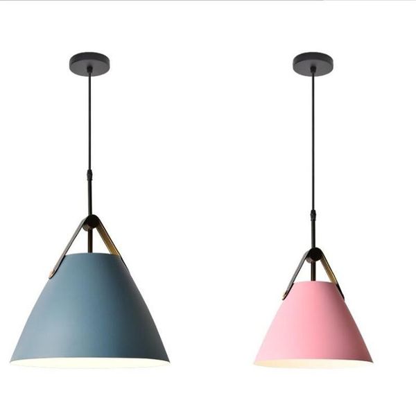 

pendant lamps modern nordic macaron aluminum led light foyer dining room bedside bar metal feather belt suspension drop lamp 2014