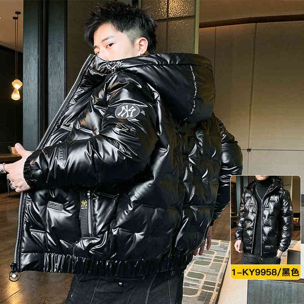 

glossy down men's 2021 autumn and winter short thickened plus ve disposable silhoute handsome lightweight et tr, Black;white