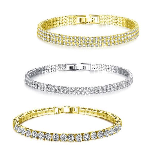 

charm bracelets stylish simplicity single double or three rows rhinestone crystal bracelet women's gold silver costume jewelry, Golden;silver