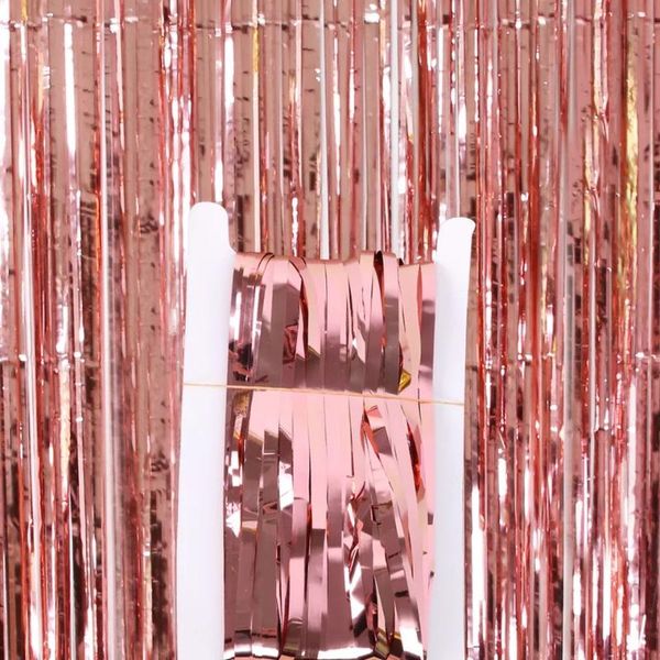 

party decoration 2m backdrop glitter rose gold tinsel fringe foil curtain kids birthday wedding supplies baby shower